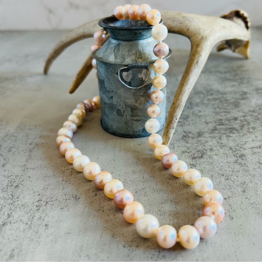 Cultured Genuine Pearl Multi Color Bead Necklace 18in.